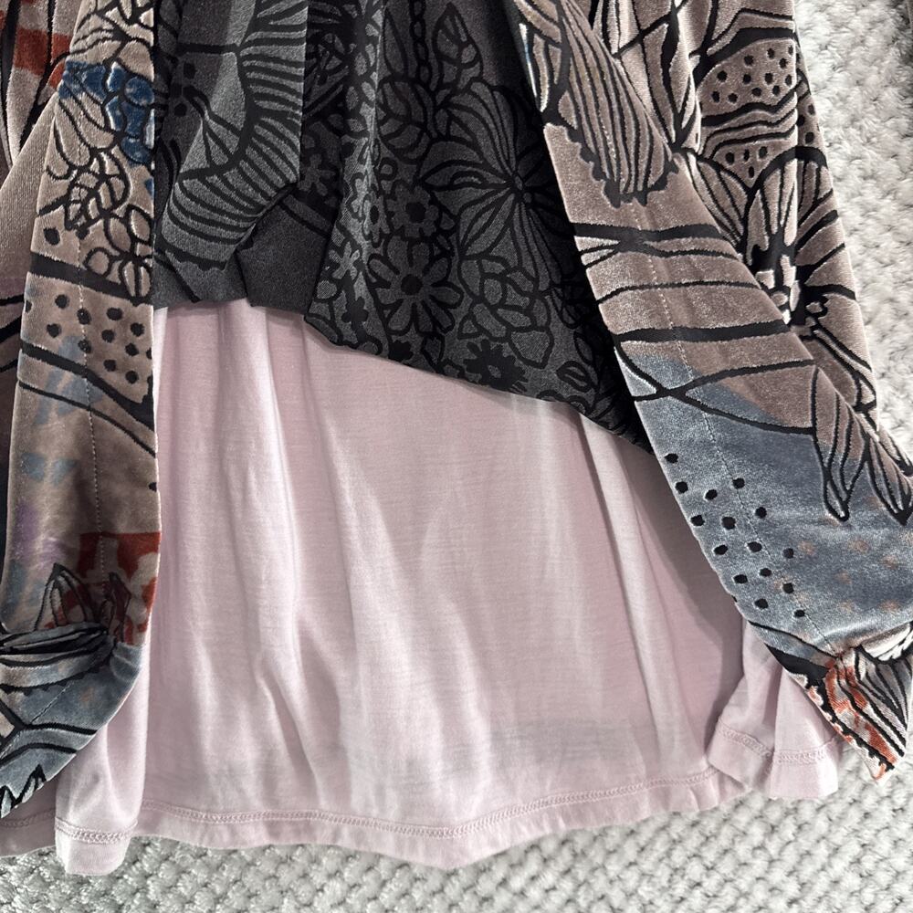 Free People Christine Dress Women S Mauve Velvet Floral Burn Out Fit &Flare Mock - Picture 6 of 15